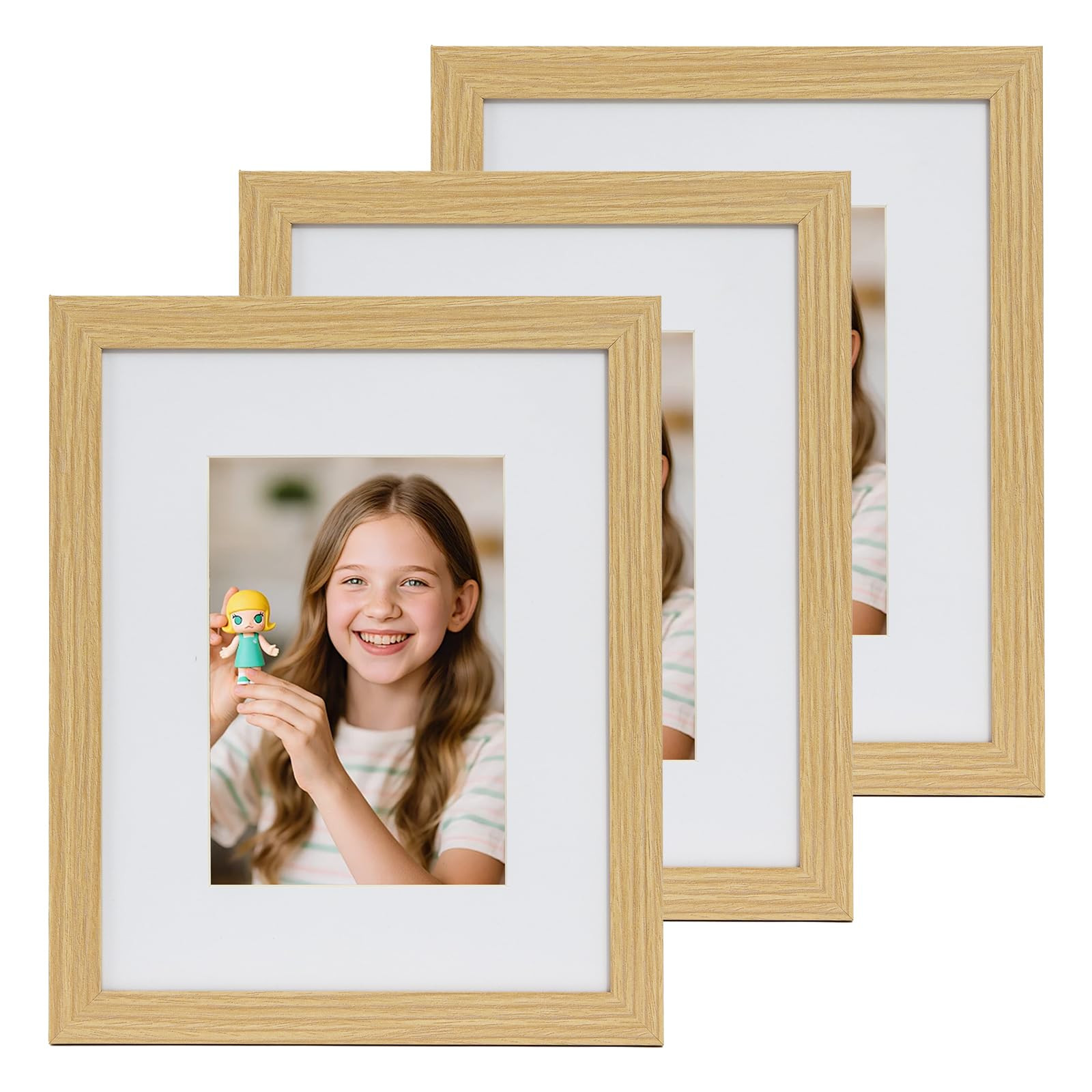 8x10 Picture Frame Set of 3, Photo Frame Display 5x7 Pictures with Mat or 8x10 without Mat, Hang ... | Amazon (US)
