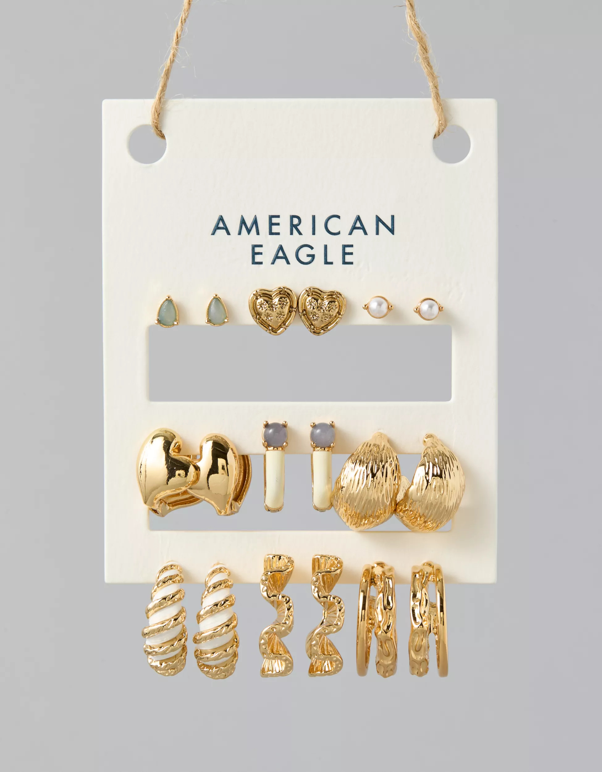 AEO Stud & Hoop Earrings 9-Pack | American Eagle Outfitters (US & CA)