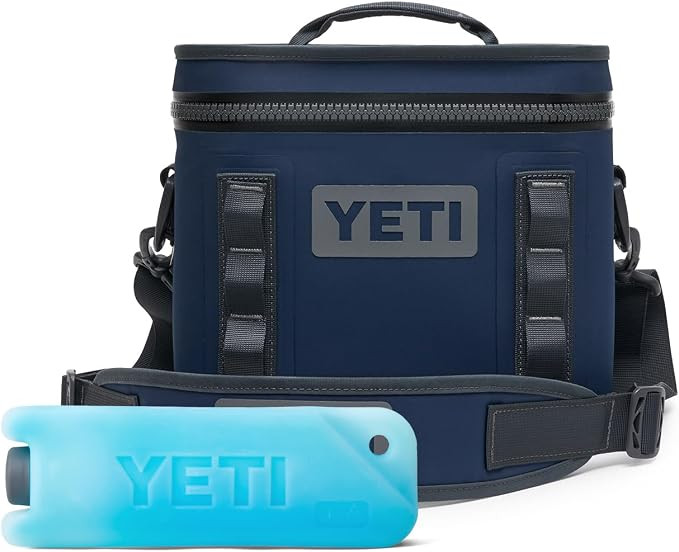 YETI Hopper Flip 8 Soft Cooler with YETI Ice 1 lb, Navy | Amazon (US)