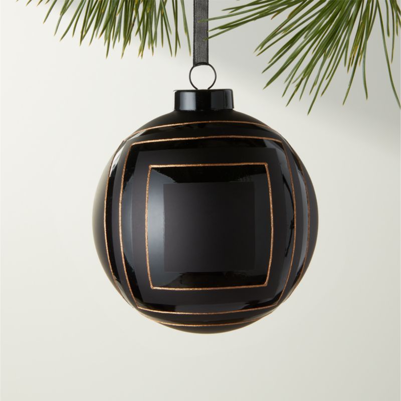 Rouen Modern Black Hand-Painted Glass Christmas Ornament 4'' | CB2 | CB2