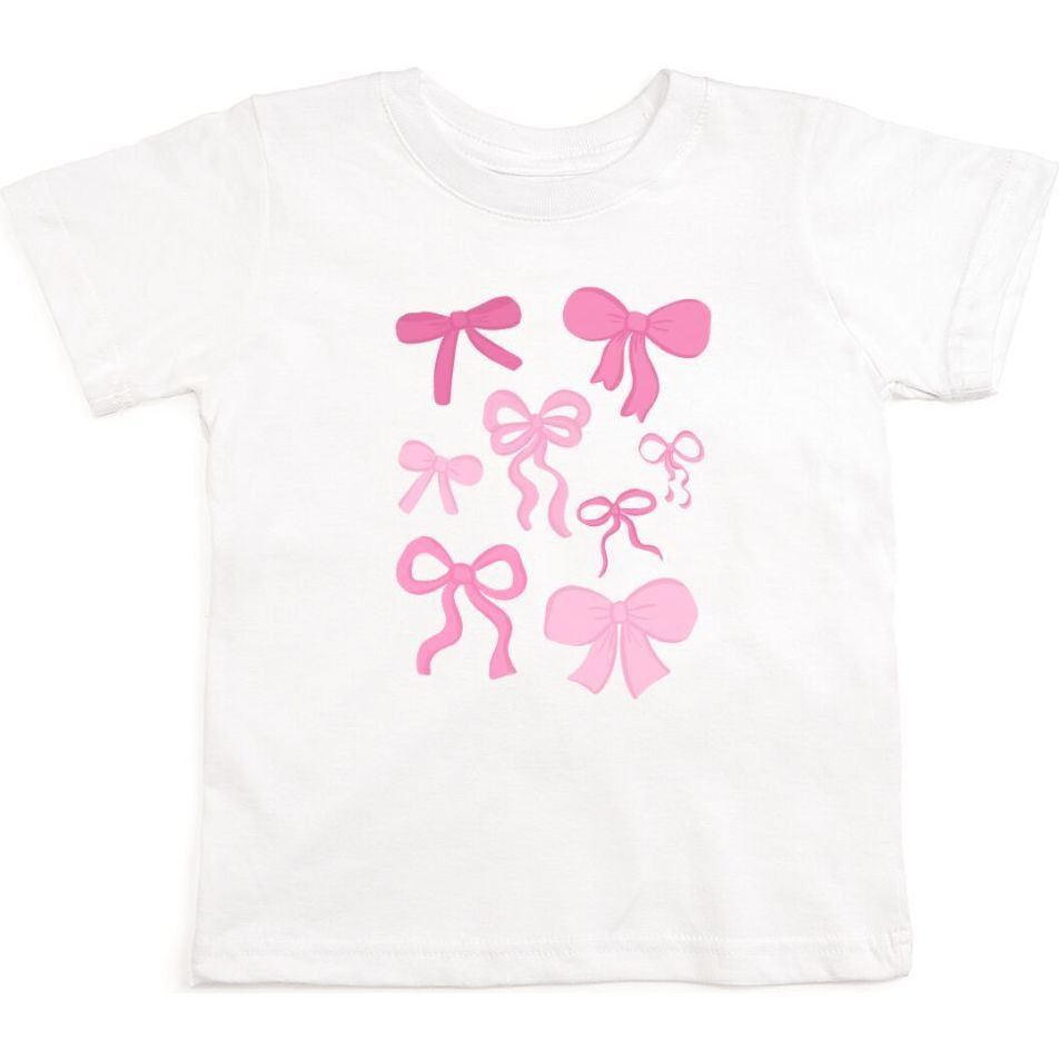 Coquette Bow Doodle Short Sleeve T-Shirt, White | Maisonette