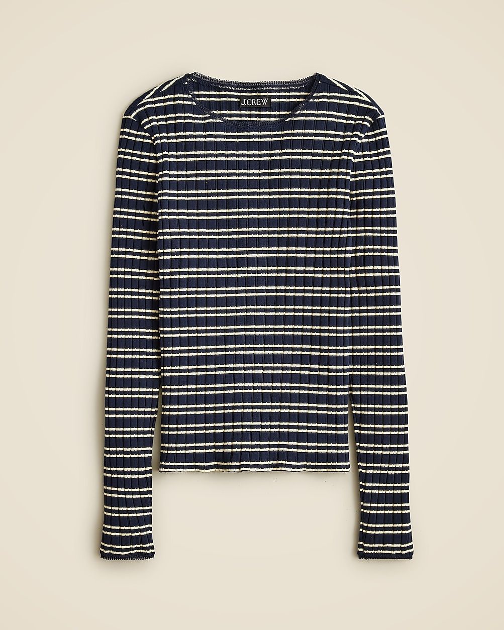 Long-sleeve pointelle T-shirt in stripe | J. Crew US