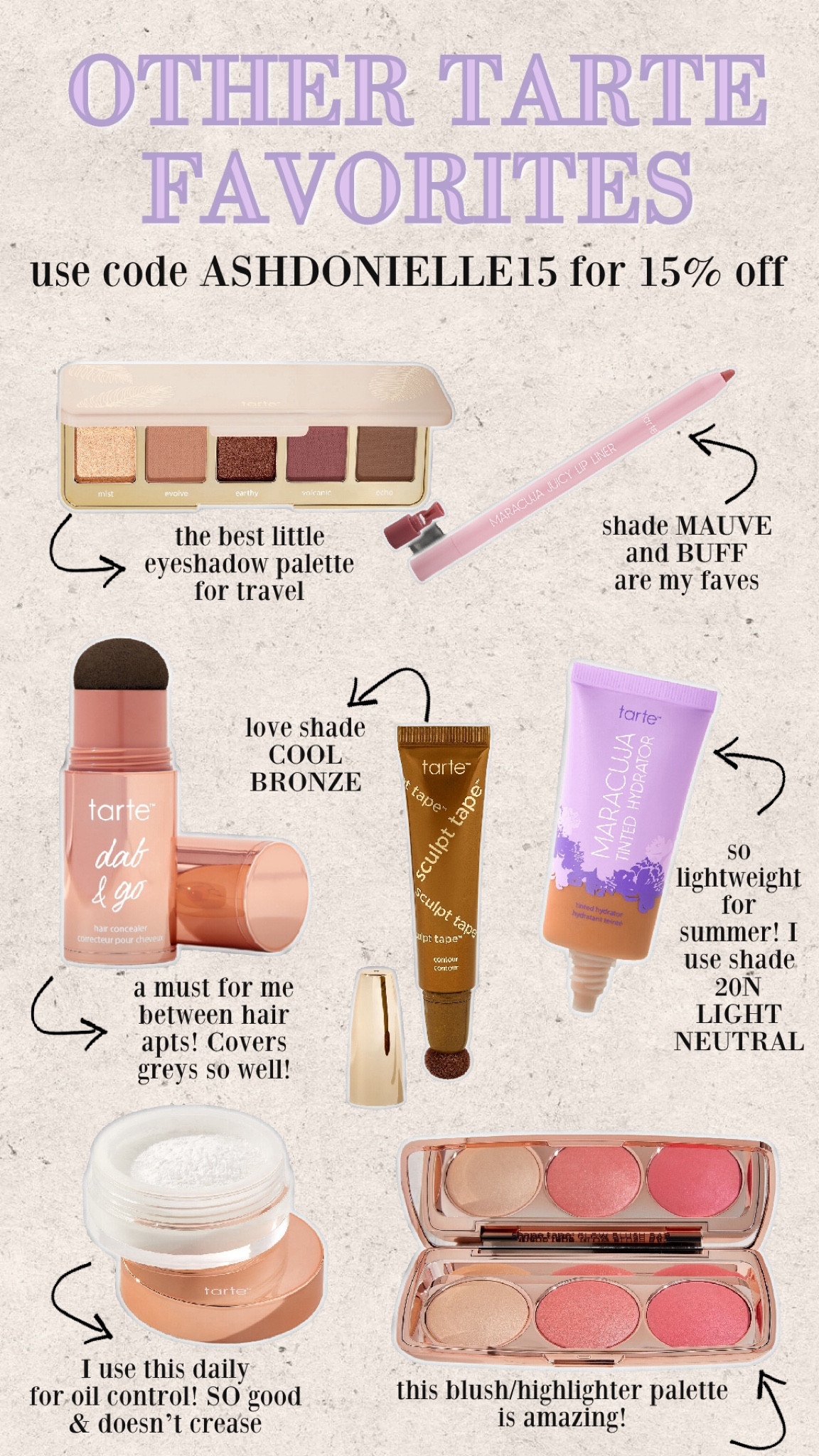 Use code ASHDONIELLE15 for 15% off Tarte today! ❤️

#LTKBeauty #LTKSaleAlert #LTKFindsUnder50