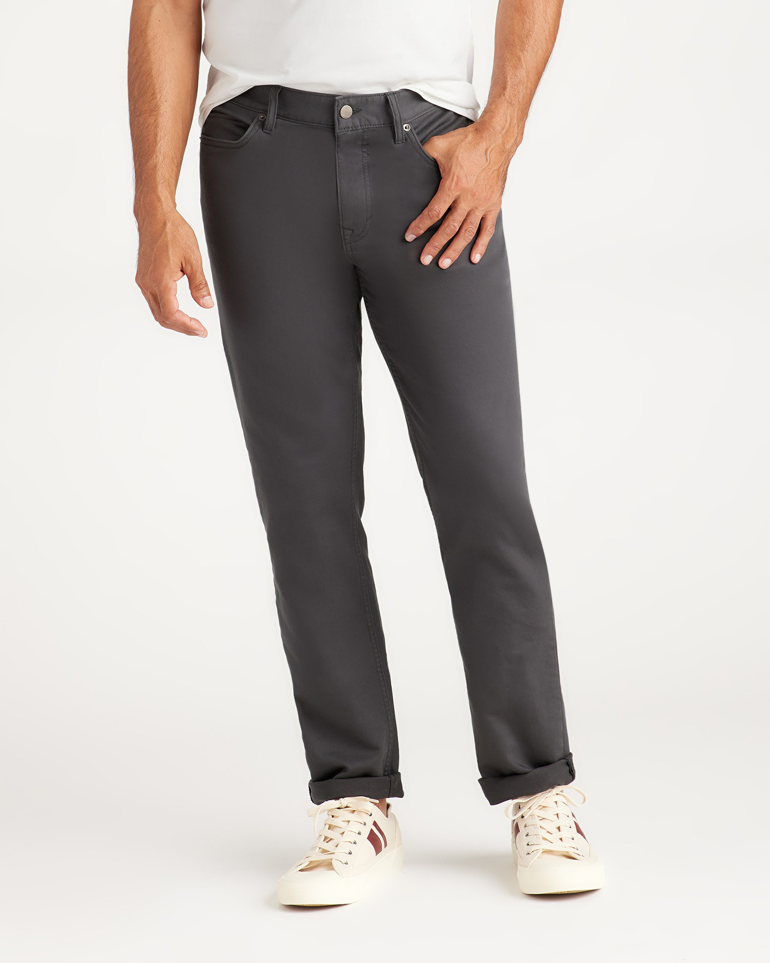 Quince | Men's Comfort Stretch Traveler 5-Pocket Pants in Dark Charcoal/Spandex, Size 32X34, Organic Cotton | Quince