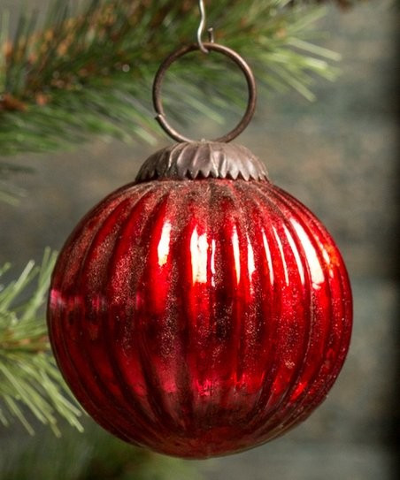 Ragon House Red Ribbed Glass Ball Ornament - Set of Six | Zulily