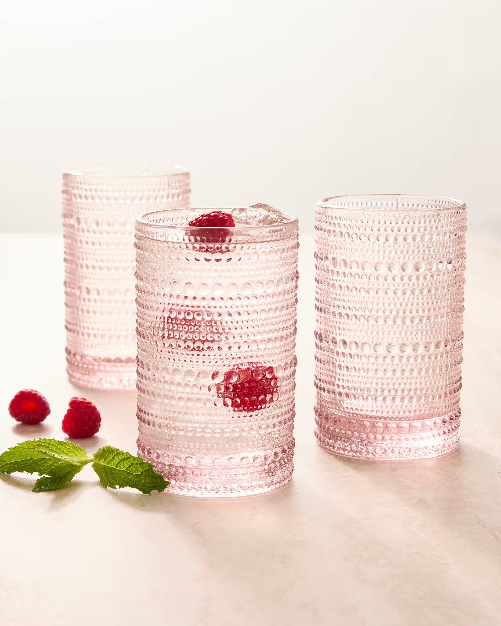 Fortessa Jupiter Tall Glass Tumbler (Set of 6) in Dusty Pink | Quince