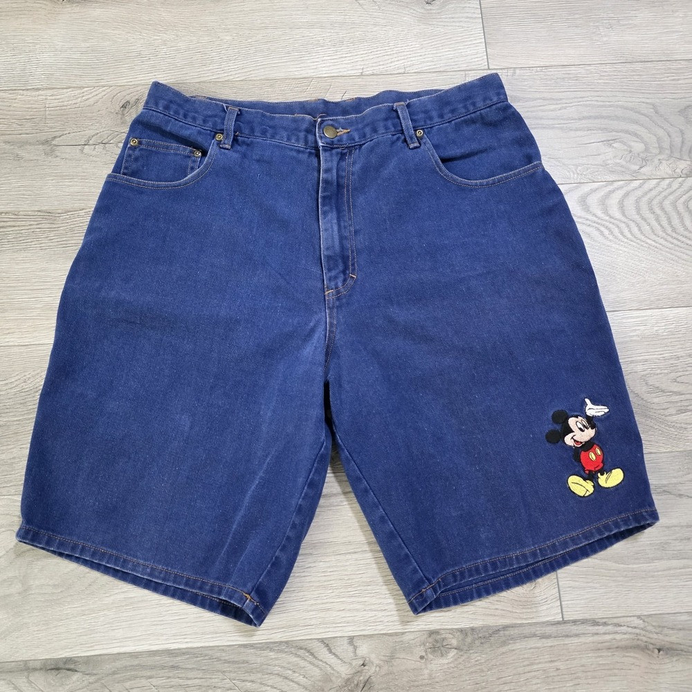 Mickey Unlimited Mens Size 36 Mickey Mouse Blue Denim Shorts Disney Vintage 90s | Poshmark