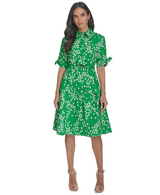 Calvin Klein Women's Cotton Button-Front Tie-Waist Shirtdress - Macy's | Macy's