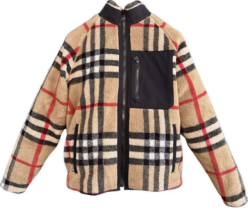 Men's Burberry Norton Vintage Check Fleece Jacket in Archive Beige | StockX