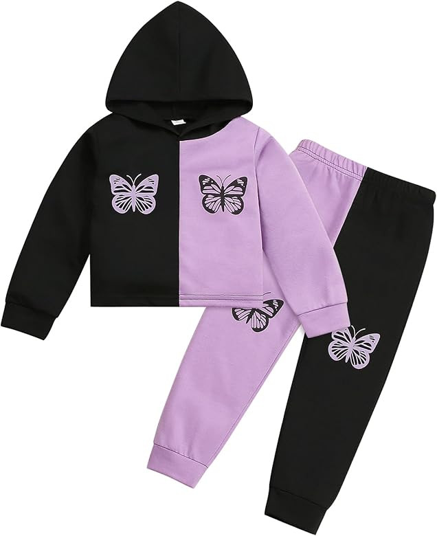 KIDLAGA Toddler Girl Clothes Figure Graphic Drop Shoulder Top Pullover Leopard Print Pants Fall Winter Outfit Set | Amazon (US)