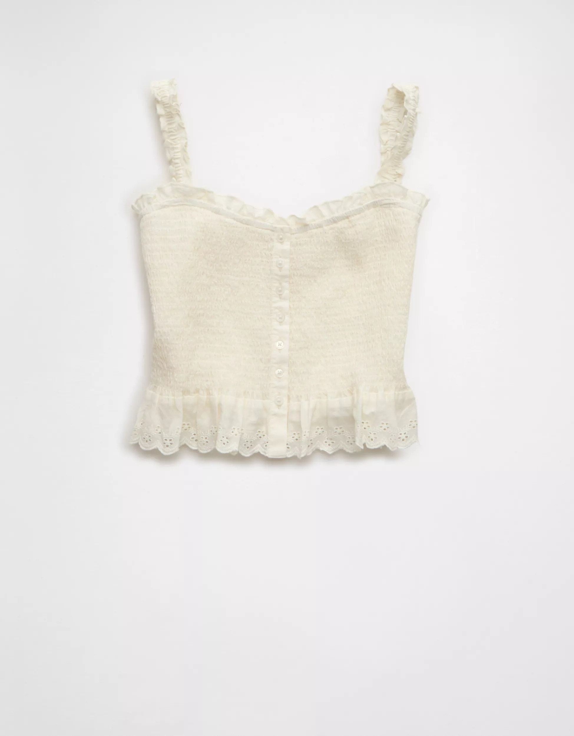 AE Smocked Button-Up Cami | American Eagle Outfitters (US & CA)