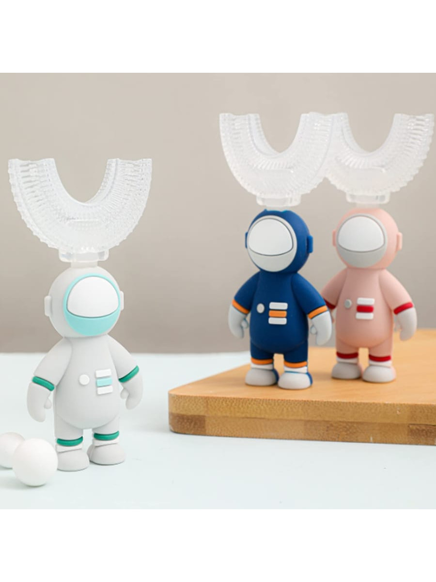 Kids U Shaped Toothbrush with 2 Silicone Brush Head Cleaning Massage U-Type Whole Mouth Tooth Bru... | SHEIN