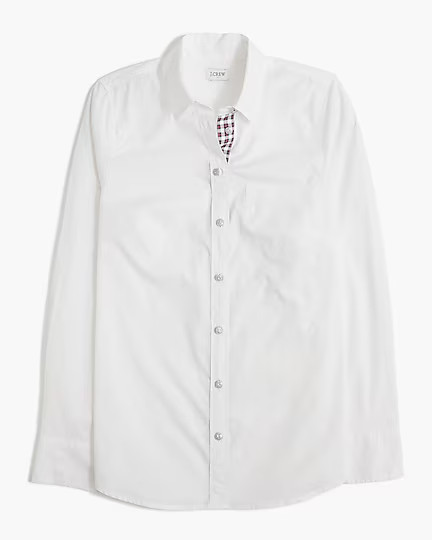 Tartan placket jeweled button-up cotton poplin shirt in signature fit | J.Crew Factory