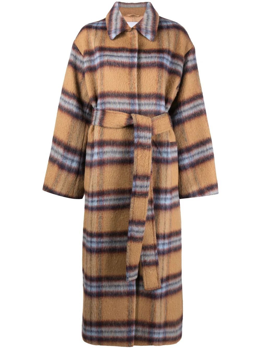 plaid-check print belted coat | Farfetch Global