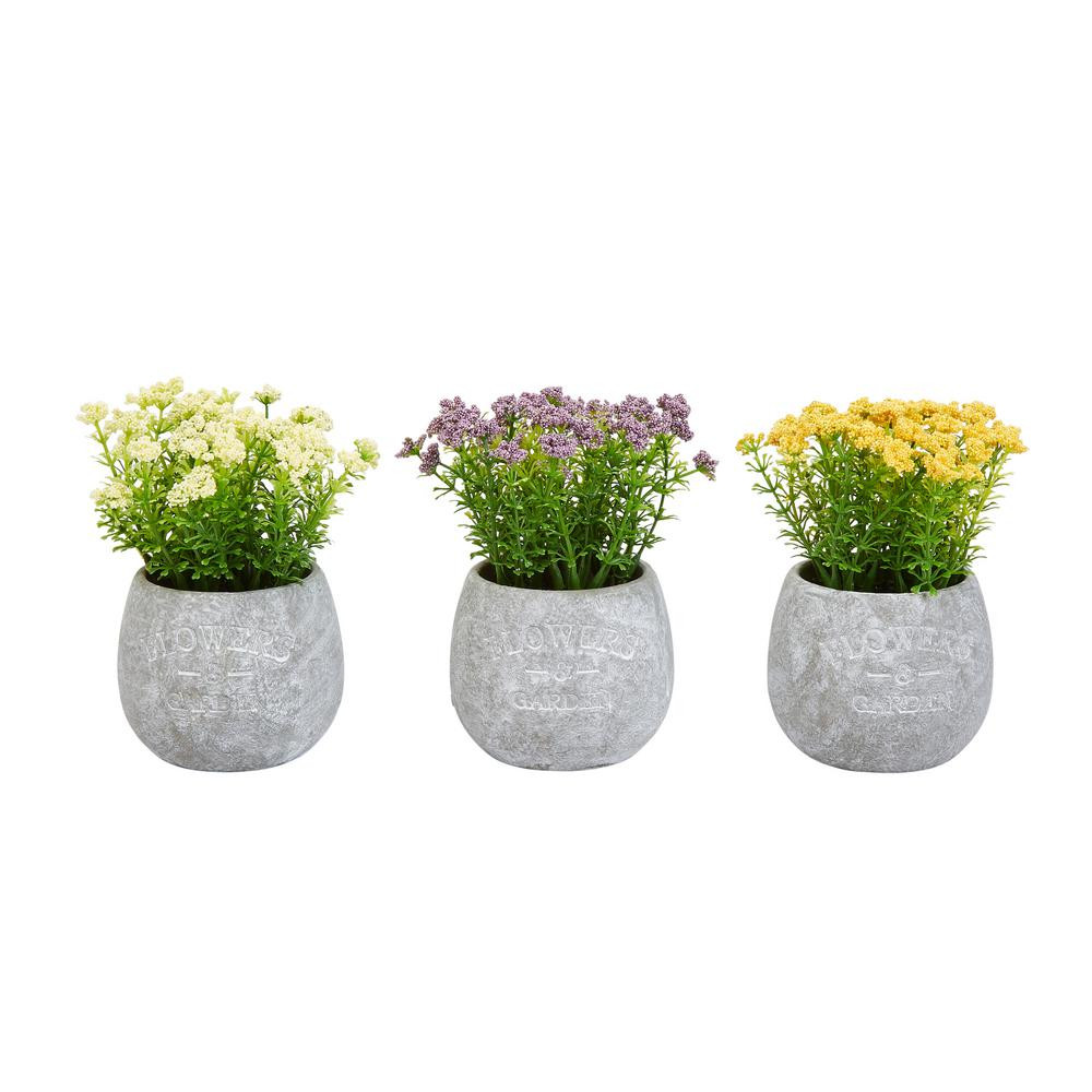 Pure Garden 6.25 in. Assorted Faux Flower Arrangements (Set of 3) | The Home Depot