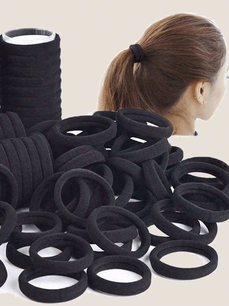 200pcs Hair Tie For Girls, Black Solid Color Elastic For Daily Use, Simple , Thick Ponytail Hair Tie, Simple And Elegant Style, High Elasticity And Seamless Hair Accessories,Woman Head Accessories, Woman Hair Accessories Hair Ties Ponytail Holders Hair Elastics Hair Rubber Bands Scrunchies Hair Rope, Hair Bobbles | SHEIN