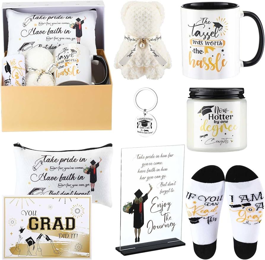 8 Pcs Graduation Gifts Set for Her 2024, Congrats Grad Gift Set Include Coffee Mug Keychain Candl... | Amazon (US)