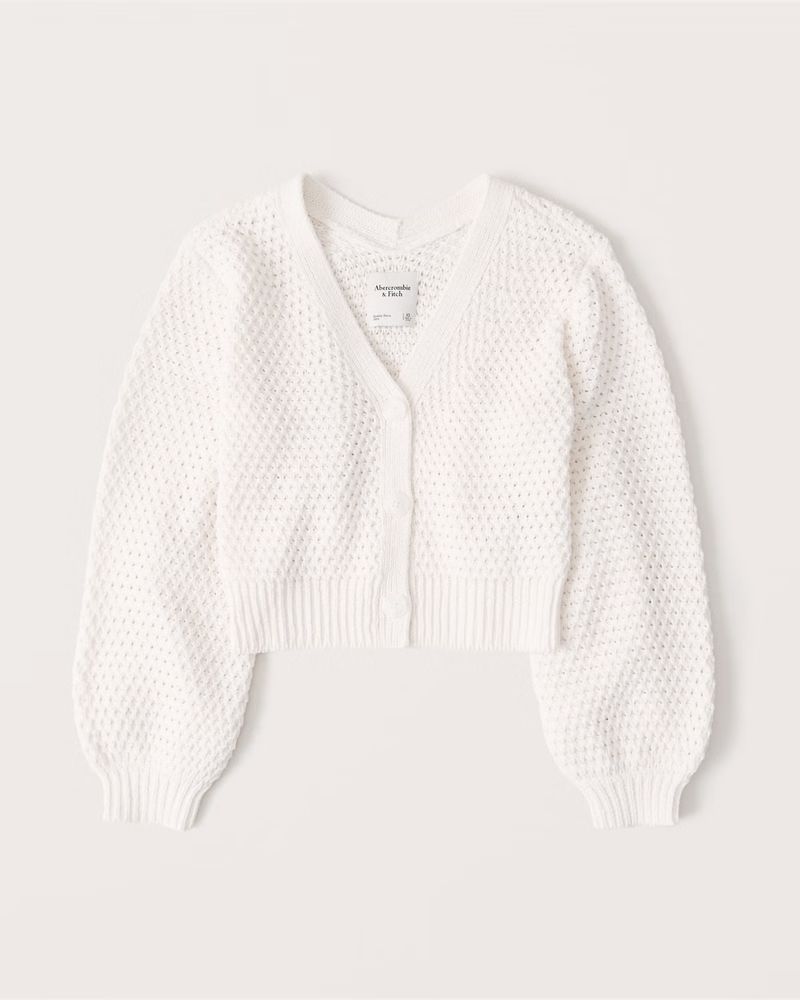 Waffle Chenille Cropped Cardigan | Abercrombie & Fitch (US)