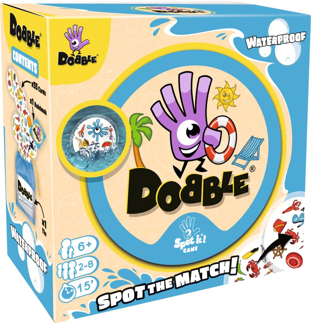 Asmodee | Dobble Waterproof | Family Card Game | Ages 6+ | 2-8 Players | 15 Minutes Playing Time | Amazon (UK)