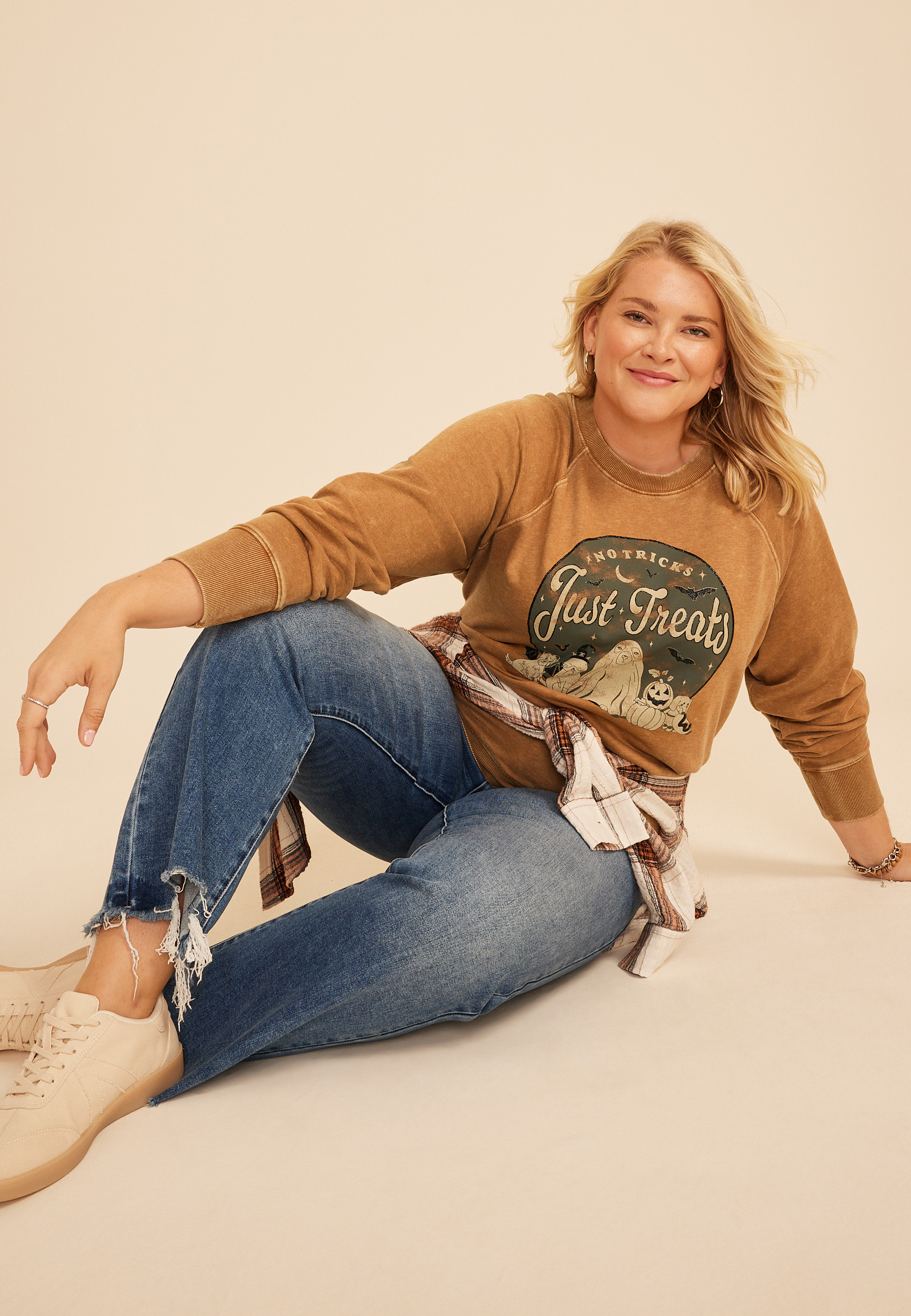Maurices Plus Size Women's No Tricks Just Treats Halloween Graphic Sweatshirt | Maurices
