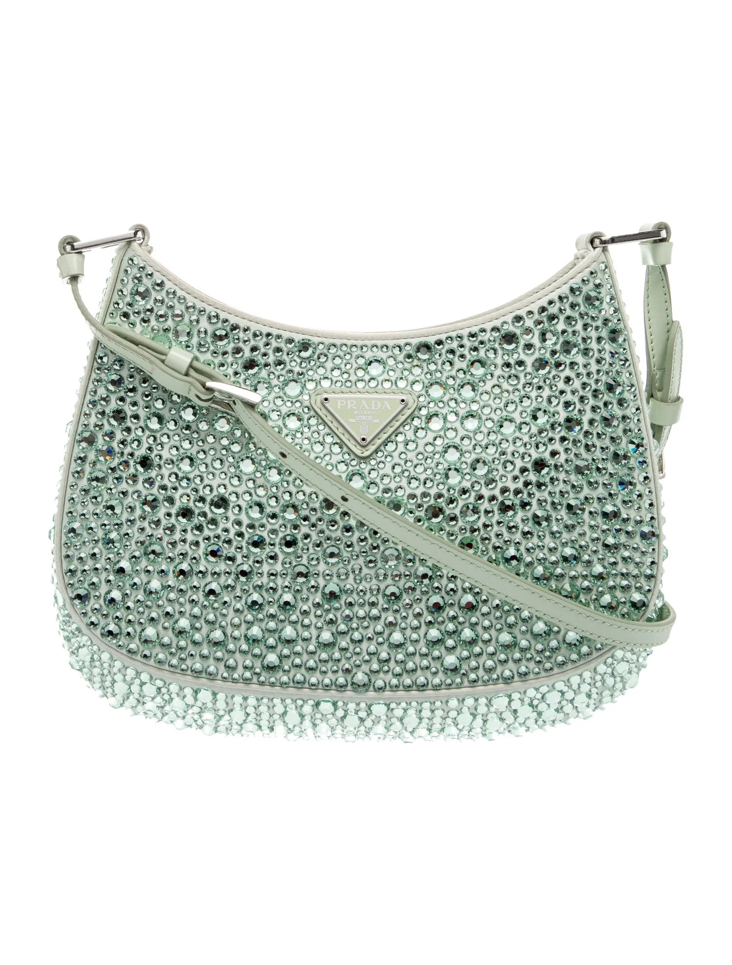 Prada Crystal Cleo - Green Shoulder Bags, Handbags - PRA1201036 | The RealReal | The RealReal