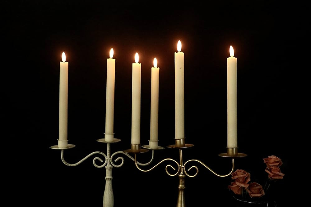 GenSwin Flameless Ivory Taper Candles Flickering with 10-Key Remote, Battery Operated Led Warm 3D... | Amazon (US)