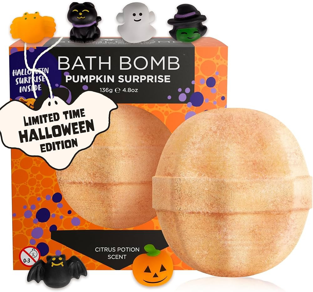 Halloween Bath Bomb for Kids with Surprise Halloween Toys Inside - Large Pumpkin Bath Bombs for K... | Amazon (US)