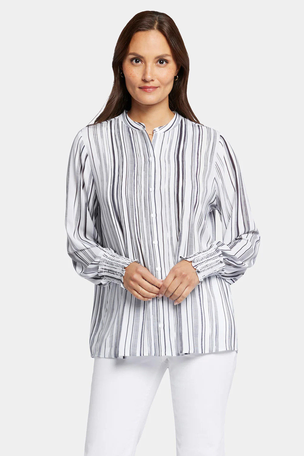 Pleated Peasant Blouse - Asteria Stripe | NYDJ