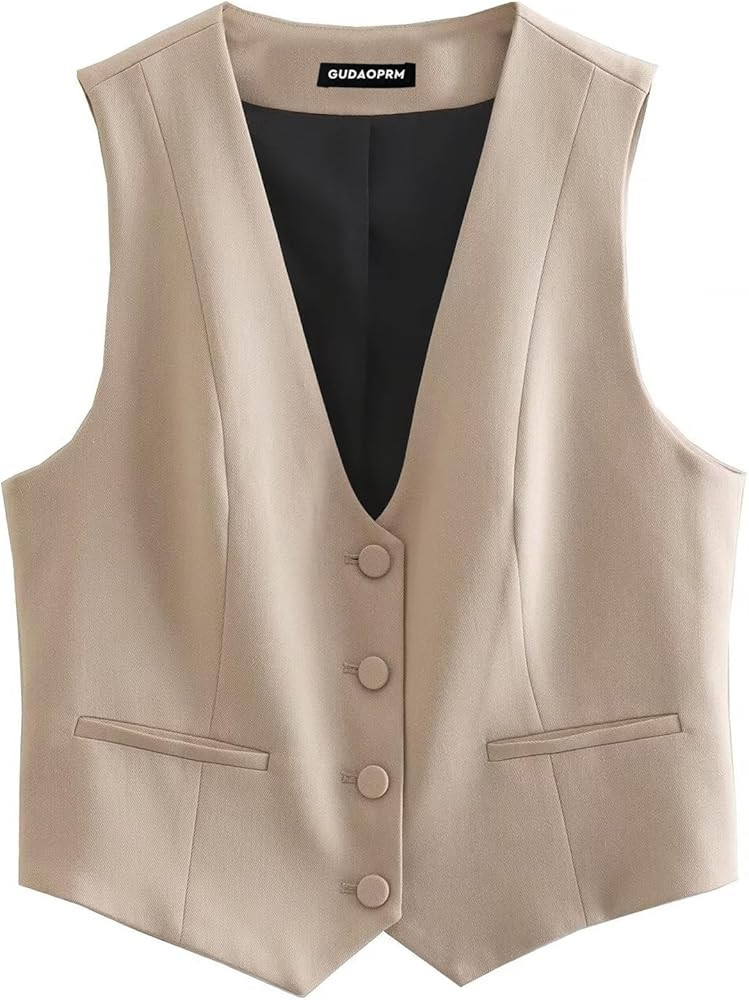 Formal Suit Vest for Women Business Casual Button Up Dressy Waistcoat Vest Tops 2024 | Amazon (US)