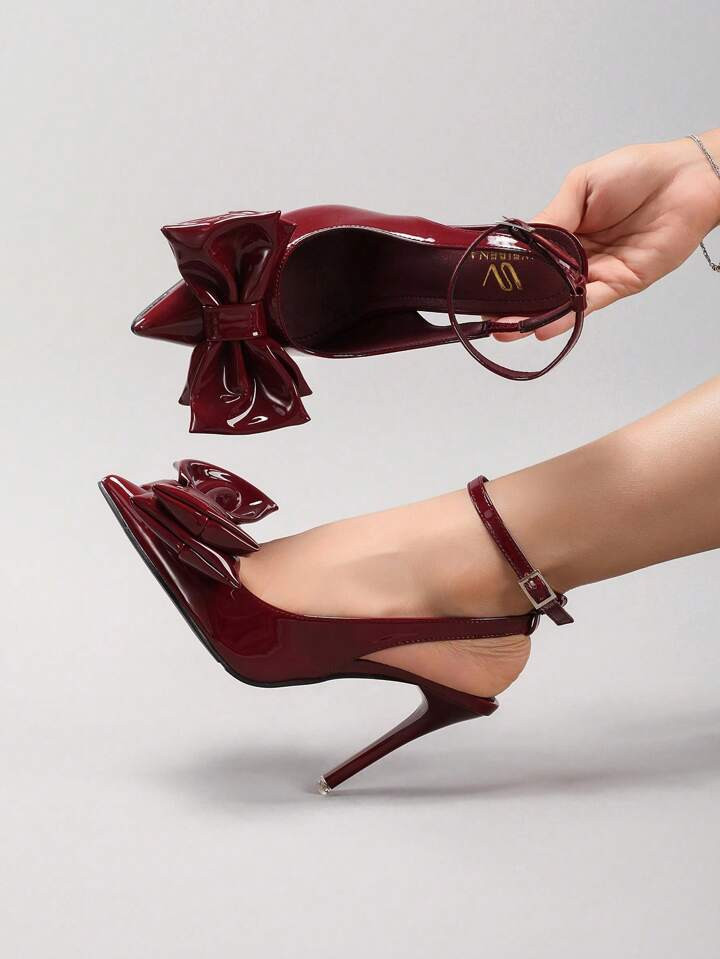 Women's Bow Decor High Heel Shoes, Elegant Sexy Pointed Toe Ultra High Heel Fashion Party Sandals | SHEIN
