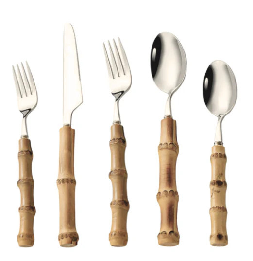 5-Piece Genuine Bamboo Flatware | The Enchanted Home
