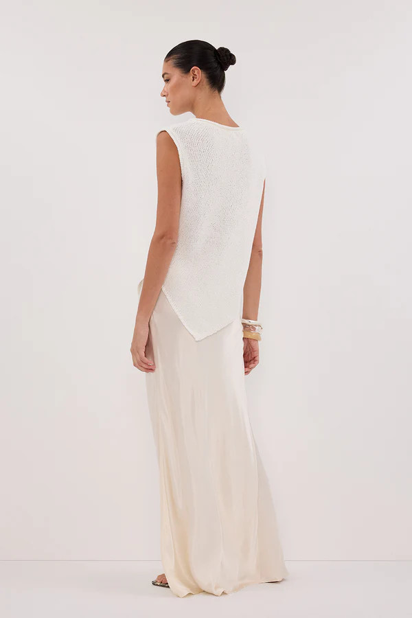 ALTHEA OFF WHITE ASYM KNIT TOP | DISSH