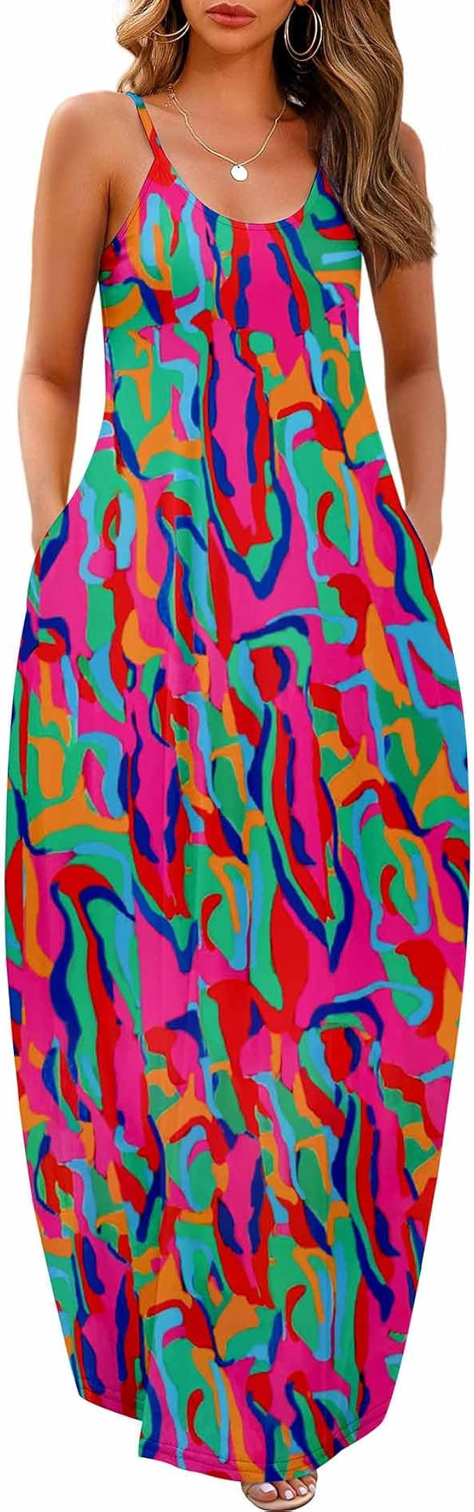 Wolddress Womens 2025 Casual Sleeveless Sundress Plus Size Loose Plain Long Summer Beach Maxi Dre... | Amazon (US)