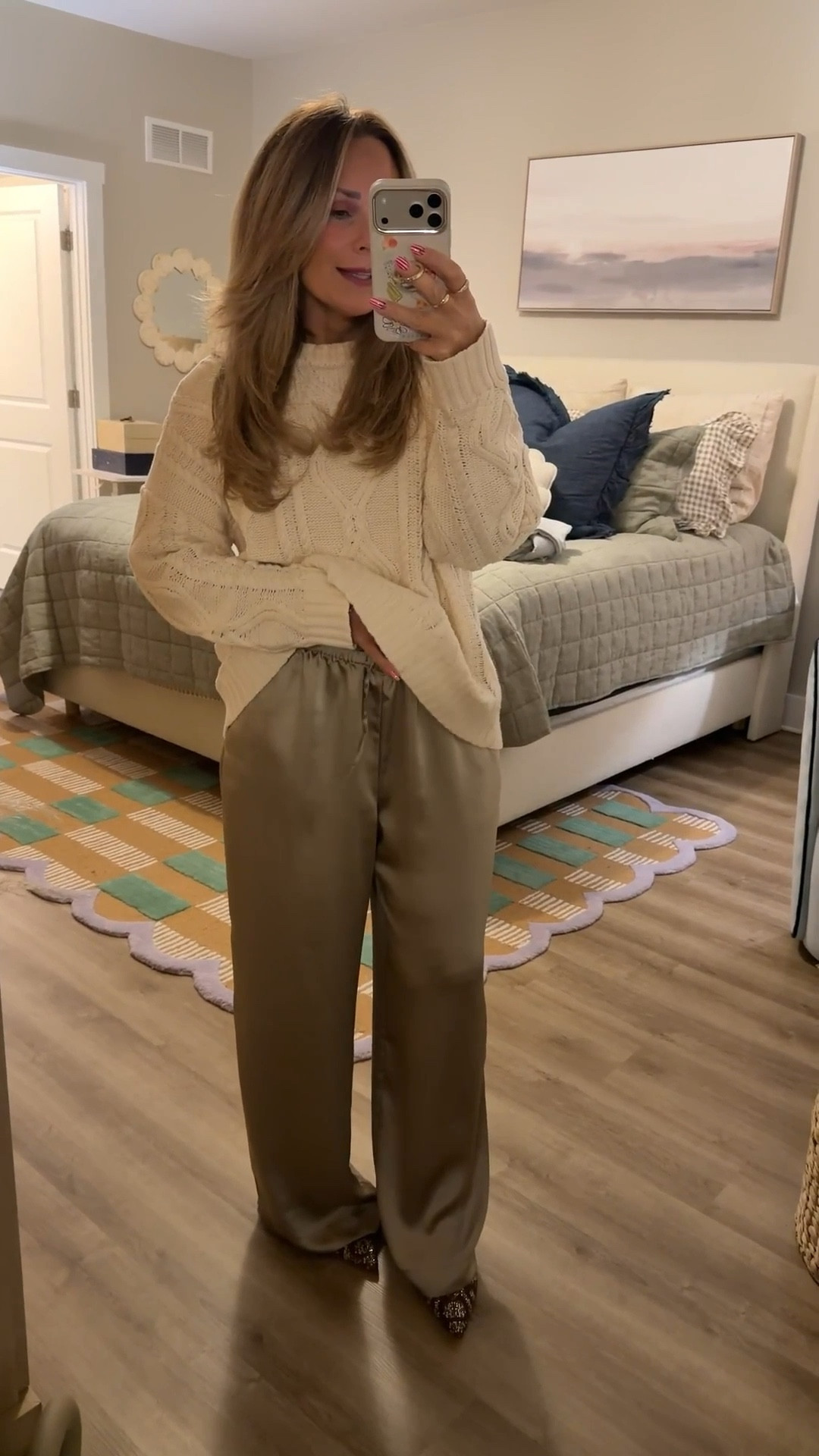 silk pants, oversized sweater, cozy winter outfit, women’s fashion, trendy fashion, loft, satin pants, petite friendly 

#LTKPetite #LTKootd