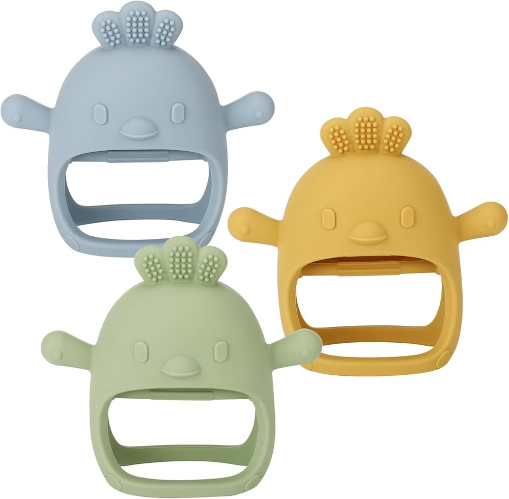 Socub 3 Pack Silicone Baby Teether Toys for Infants 3+ Months, BPA Free Anti-Drop Silicone Mitten... | Amazon (US)