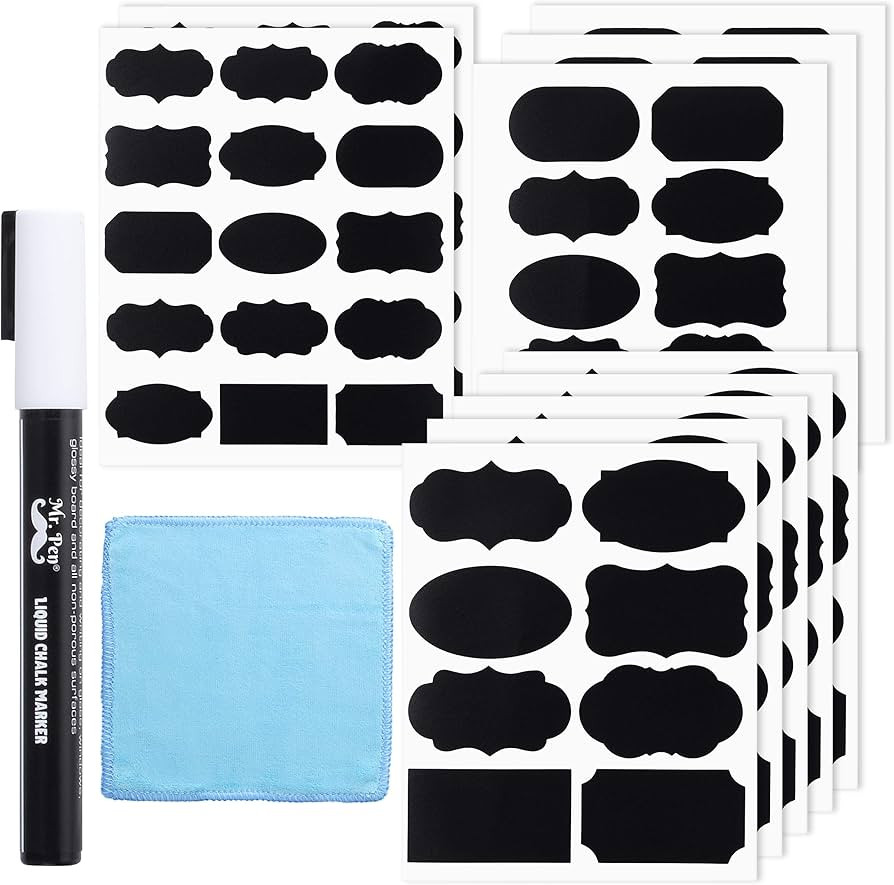 Mr. Pen- Chalkboard Labels, 100pc, Assorted Shapes, 1 White Chalk Marker and Small Towel, Labels,... | Amazon (US)