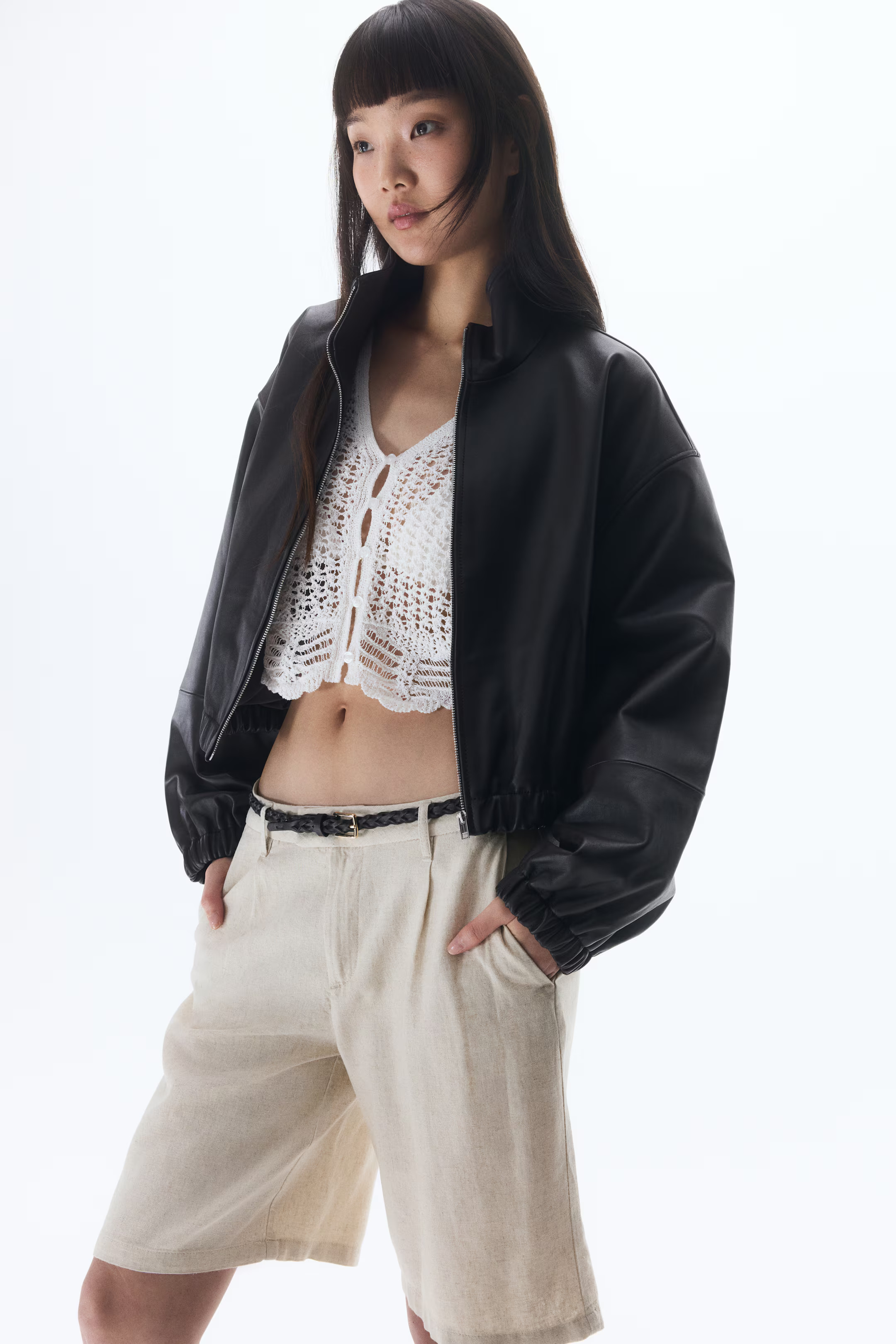 Knee-Length Linen-Blend Shorts - Light beige - Ladies | H&M US | H&M (US + CA)