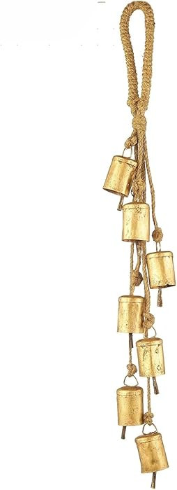 Bellshub Christmas Cow Bells Decoration - 7 Rustic Vintage Iron Bells on Rope - Holiday Wind Chim... | Amazon (US)