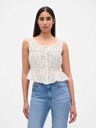 Lace-Trim Peplum Top | Gap (US)