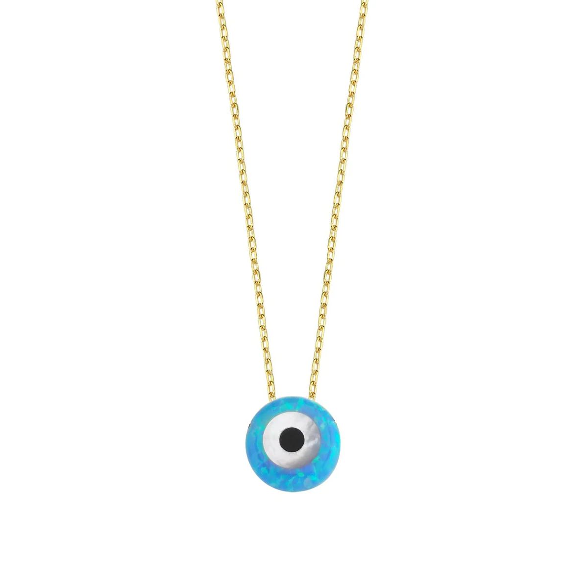 Iridescent Blue Evil Eye on Gold Chain | The Sis Kiss