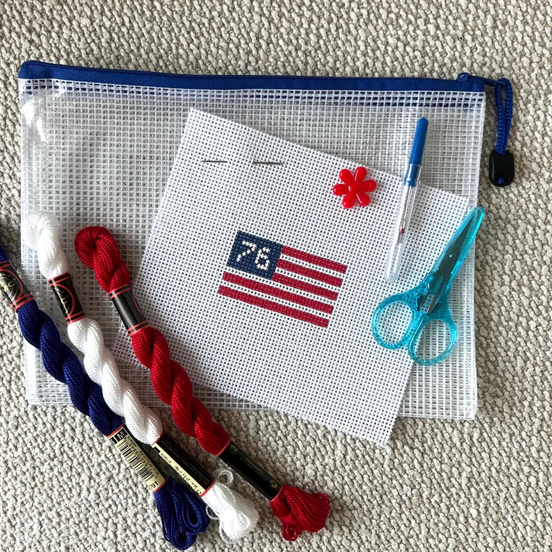 American Flag 1776 Mini Needlepoint Canvas Hand Painted 13 Mesh Beginner Friendly Trendy Bag Char... | Etsy (US)