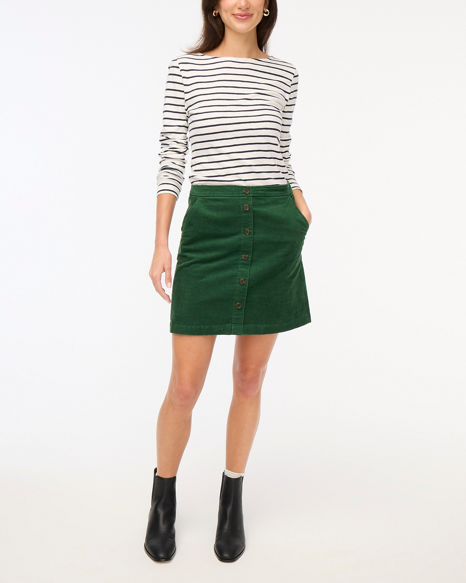 Corduroy button-front mini skirt | J.Crew Factory