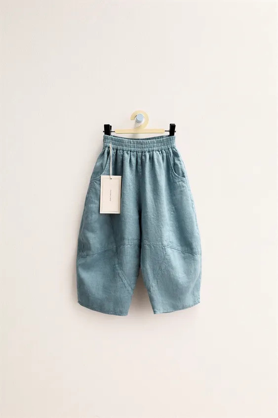 ZARA TIMELESS - 100% LINEN BALLOON PANTS WITH CUT-OUTS | Zara US