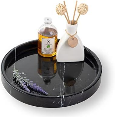 PHINILUX Italian 100% Marble Round Vanity Tray 10'', Decorative & Fruit Serving Trays for Bathroom,  | Amazon (US)