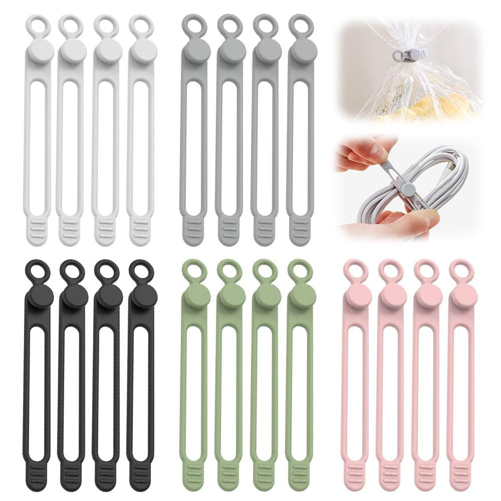 20pcs Data Cable Organizer, 2025 New Silicone Cable Ties Cable Management Organizer, 106mm Reusab... | Amazon (US)