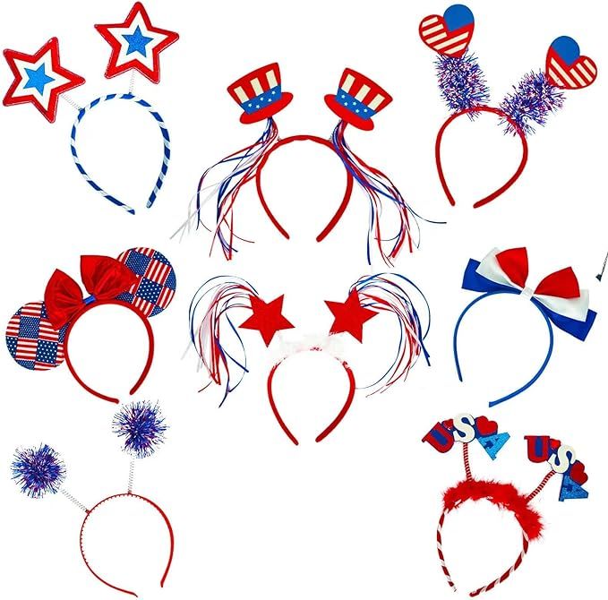 8PCs 4th of July Independence day Patriotic Headbands with 8 Different Designs for Holiday Partie... | Amazon (US)