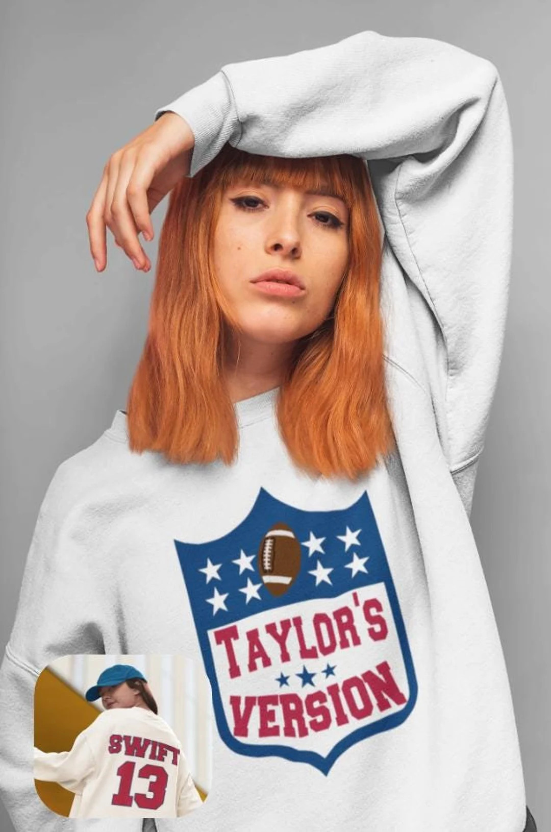Taylor's Version NFL Taylor Swift Front and Back Design Football-inspired Crewneck Jersey Style S... | Etsy (US)