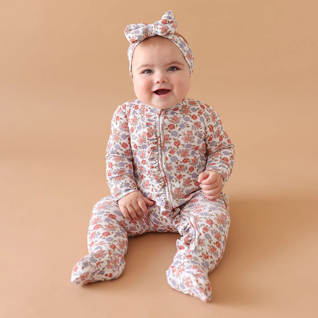 Floral Pink Baby Girl Sleeper | Joanne | Posh Peanut