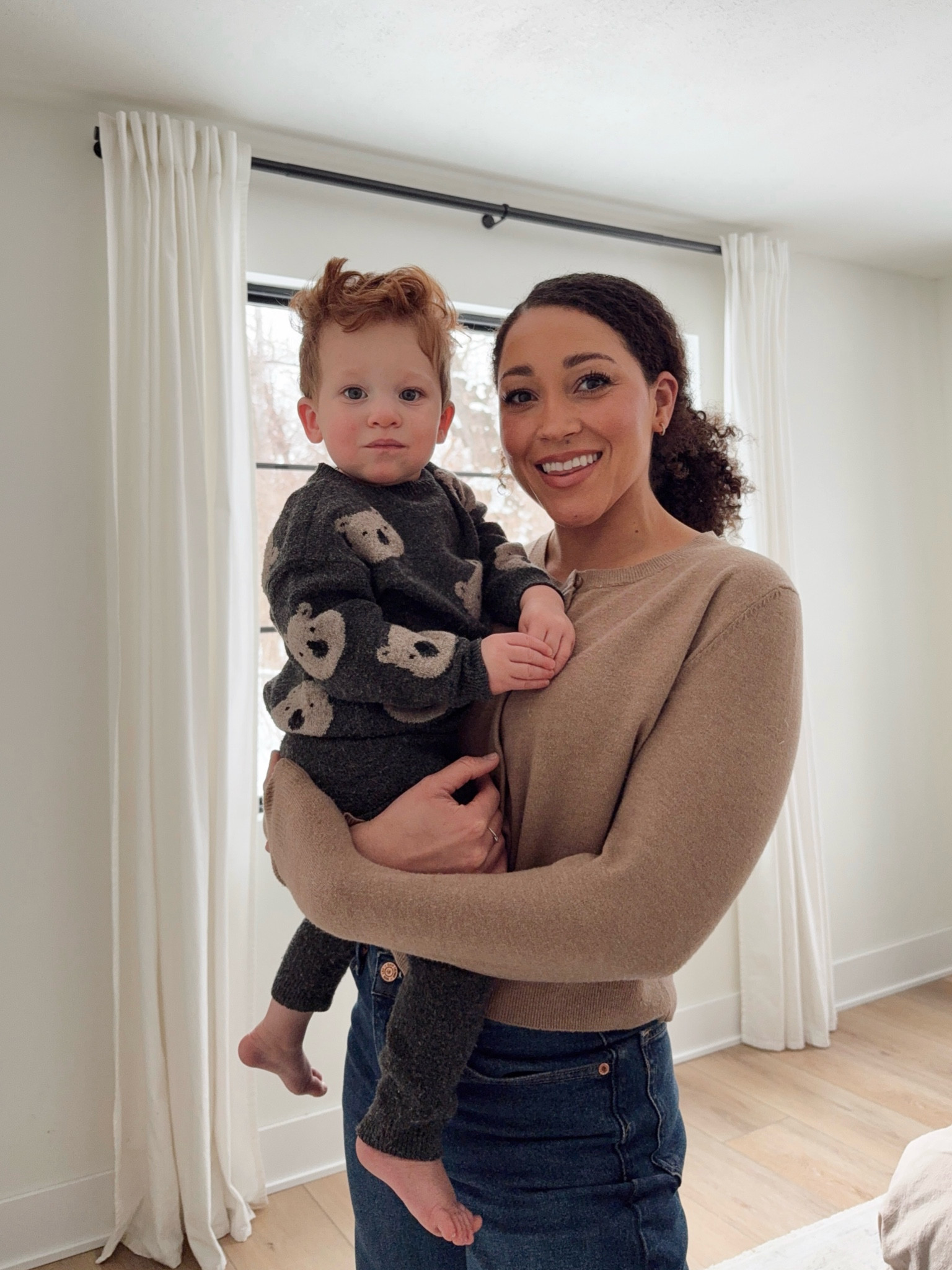 Mommy and me sweater outfits 🐻 obsessed with this baby and toddler gray sweater set with bears on them! Accidentally coordinated with a cozy tan button up sweater and had to take a picture after church 🥰

#LTKBaby #LTKFindsUnder50 #LTKFindsUnder100