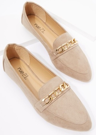 Taupe Faux Suede Chain Loafers | rue21
